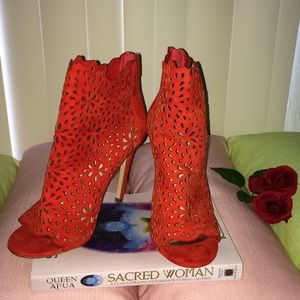 ALDO Suede Floral Cutout Heels